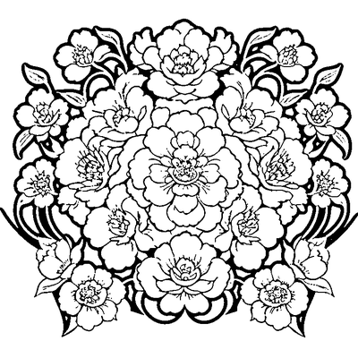 Chinoiserie Pattern Asian Flor coloring page design 1
