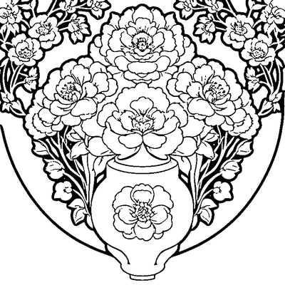 Chinoiserie Pattern Asian Flor coloring page design 2