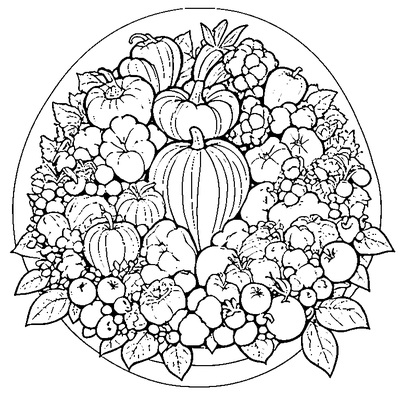 cornucopia with vegetables coloring pages