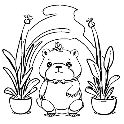 Cute Capybara Holding A Flower coloring page - free printable