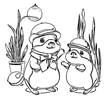 Cute Capybara With A Hat coloring page - free printable