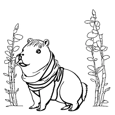 Cute Capybara With A Scarf coloring page - free printable