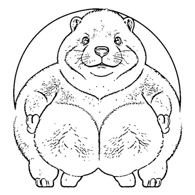 Cute Capybara With A Tiny Round Nose coloring page - free printable