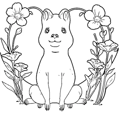 Cute Capybara With Simple Flowers coloring page - free printable