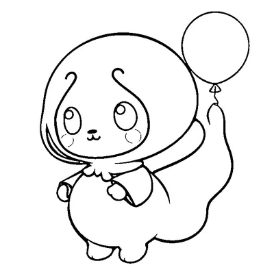 Cute Ghost Holding A Balloon coloring page - free printable