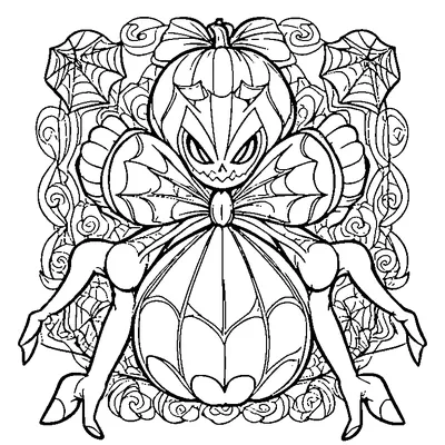 Cute Halloween Spider in Web coloring pages