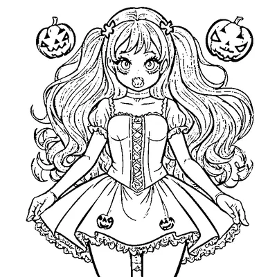 Cute Halloween Zombie Girl coloring pages