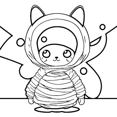 Cute Kid In A Mummy Costume coloring page - free printable
