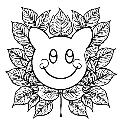 Cute Leaf With Smiley Face For Kids coloring page variation 3
