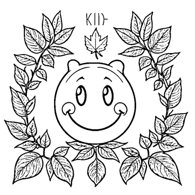 Cute Leaf With Smiley Face For Kids coloring page variation 4