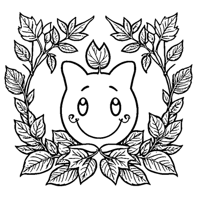 Cute Leaf With Smiley Face For Kids coloring page variation 5