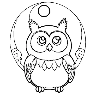 Cute Owl Sitting On A Crescent Moon coloring page - free printable