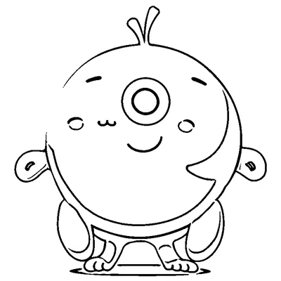 Cute Round Cyclops Monster coloring page - free printable
