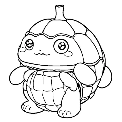 Cute Turtle With A Pumpkin Shell coloring page - free printable