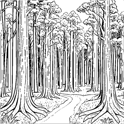 Cypress Trees In A Row coloring page - free printable
