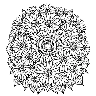 Daisy Pattern Flower coloring page variation 2