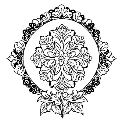 Damask Pattern Floral coloring page design 3