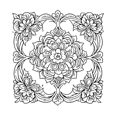 Damask Pattern Floral coloring page design 5