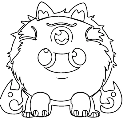 Easy Fluffy Monster coloring page - free printable