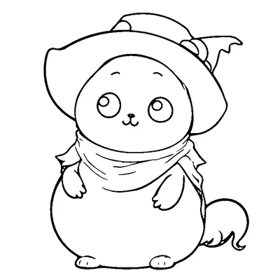 Easy Ghost With A Witch Hat coloring page - free printable