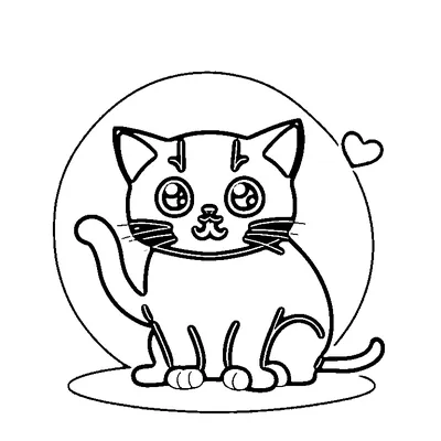 Easy Halloween Cat Sitting coloring page - free printable