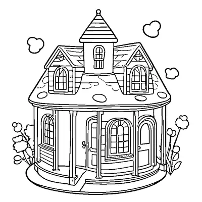 Easy Haunted House coloring page - free printable