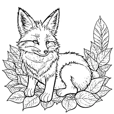Fall Fox Curled Up In Leaves coloring page - free printable