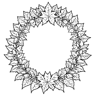 fall leaves wreath coloring pages