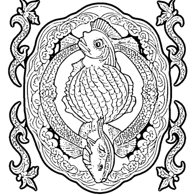 Fish Scale Pattern Overlapping Coloring Page