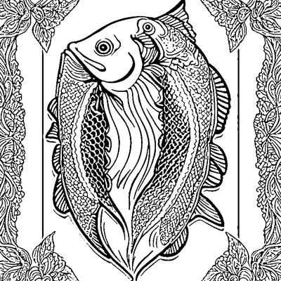 Fish Scale Pattern Overlapping coloring page design 3