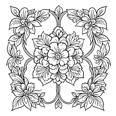 Floral Pattern Vine coloring page variation 1