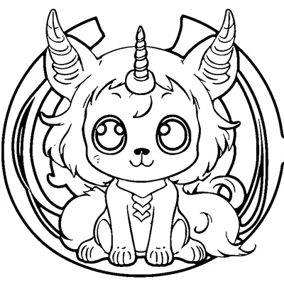 Fluffy Unicorn Monster coloring page - free printable