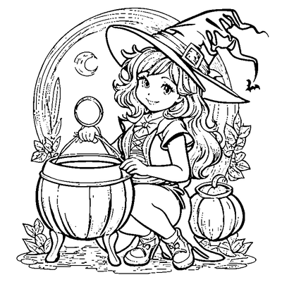 Friendly Witch With Cauldron