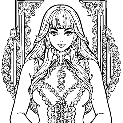 fringe pattern scalloped coloring pages