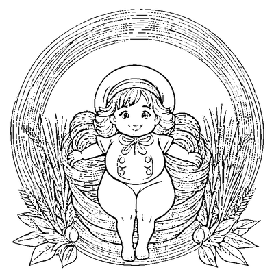 girl standing in a wheat wreath coloring pages