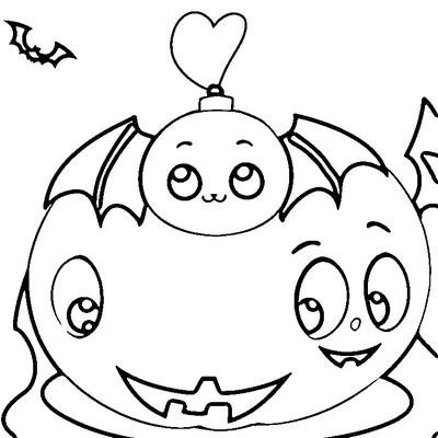 Halloween Bat Balloon coloring page - free printable