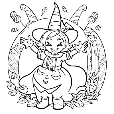 Halloween Candy Corn Character Waving coloring page - free printable