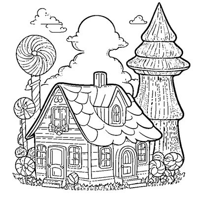 Halloween Candy House coloring page - free printable
