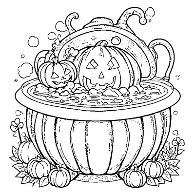 Halloween Cauldron Bubbling with Potion coloring pages