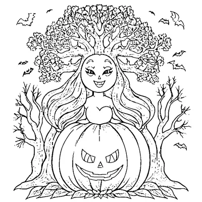 Halloween Haunted Tree with Face coloring pages