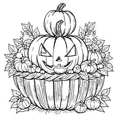 Halloween Pumpkin Basket Full coloring pages
