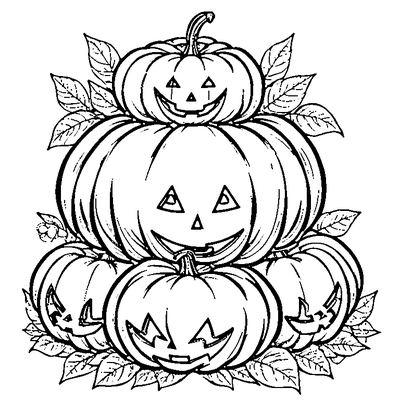 Halloween Pumpkin Stack coloring page - free printable