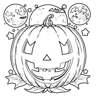 Halloween Pumpkin with Moon and Stars coloring pages