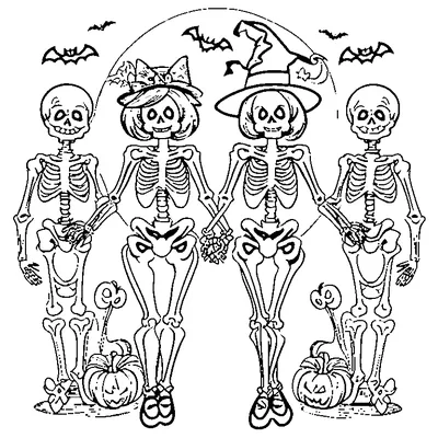 Happy Halloween Skeleton Dancing coloring pages