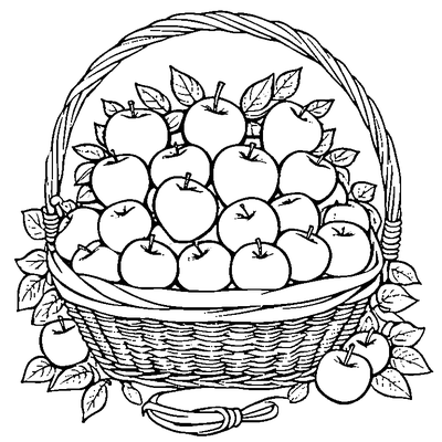 Harvest Basket With Apples coloring page - free printable