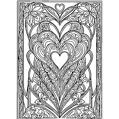 Heart Pattern Repeated Coloring Page