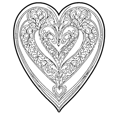 Heart Pattern Repeated coloring page variation 1