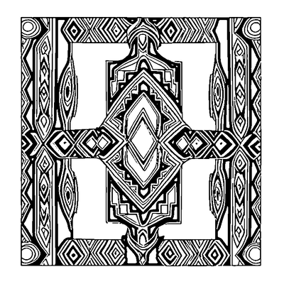 Ikat Pattern Tribal Dots Coloring Page