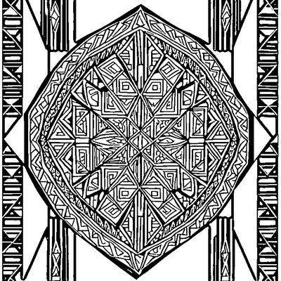 Kilim Pattern Geometric Tribal coloring page design 2