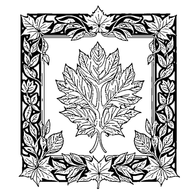Leaf Border Pattern With Autumn Leaves coloring page variation 3